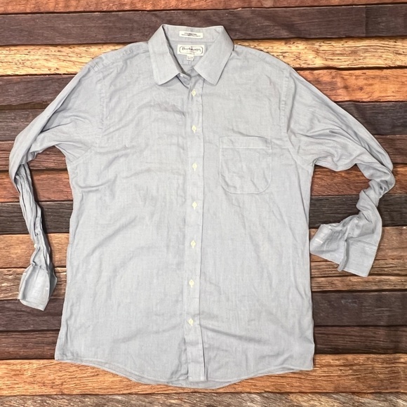 Burberrys of London Blue Button Down Long Sleeve Dress Suit Made in USA Shirt - Picture 1 of 5